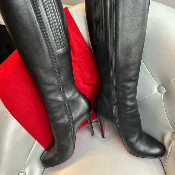 Christian Louboutin Babel 100 Calf Carezza Knee High Leather boots - Picture 6 of 16